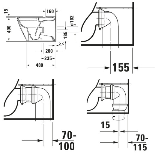 D-NEO TOILET CLOSE COUPLED RIMLESS 65CM