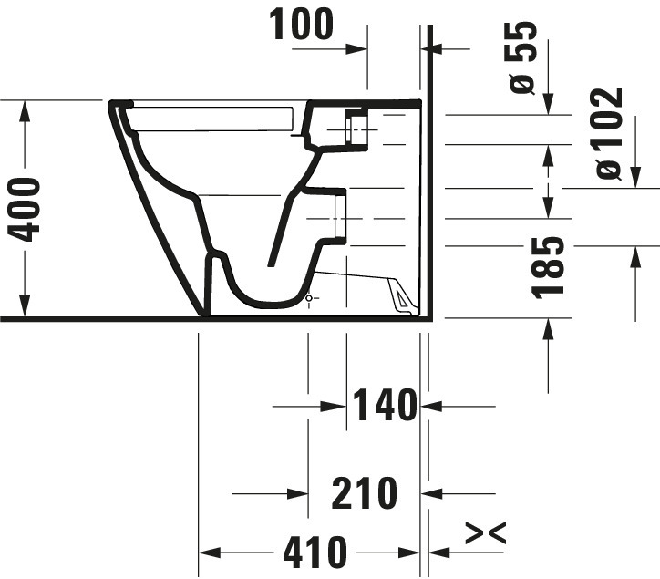 D-NEO TOILET BACK TO WALL RIMLESS 58 CM