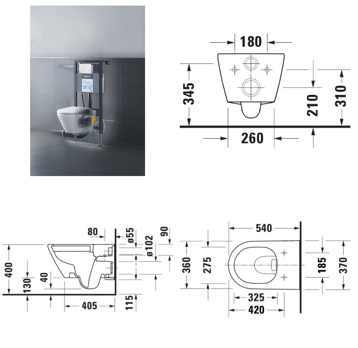 D-NEO TOILET WALL MOUNTD 54 CM RIMLESS