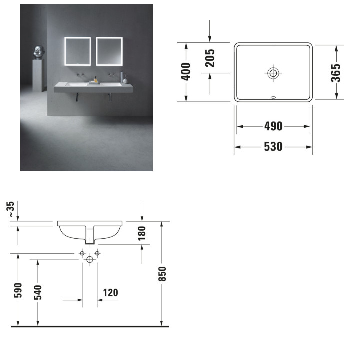 STARCK-3 UNDER COUNTER VANITY BASIN 49X36.5 CM