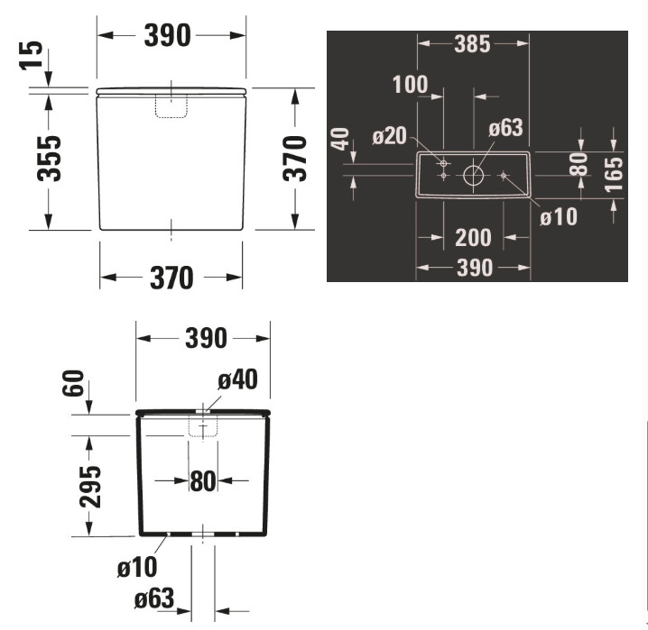 DURASTYLE CISTERN WITH DUAL FLUSH MECHANISM 4,5//3 L. (BOTTOM LEFT SUPPLY)