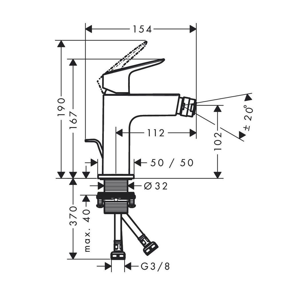 LOGIS SINGLE LEVER BIDET MIXER FINE WITH POP-UP 110