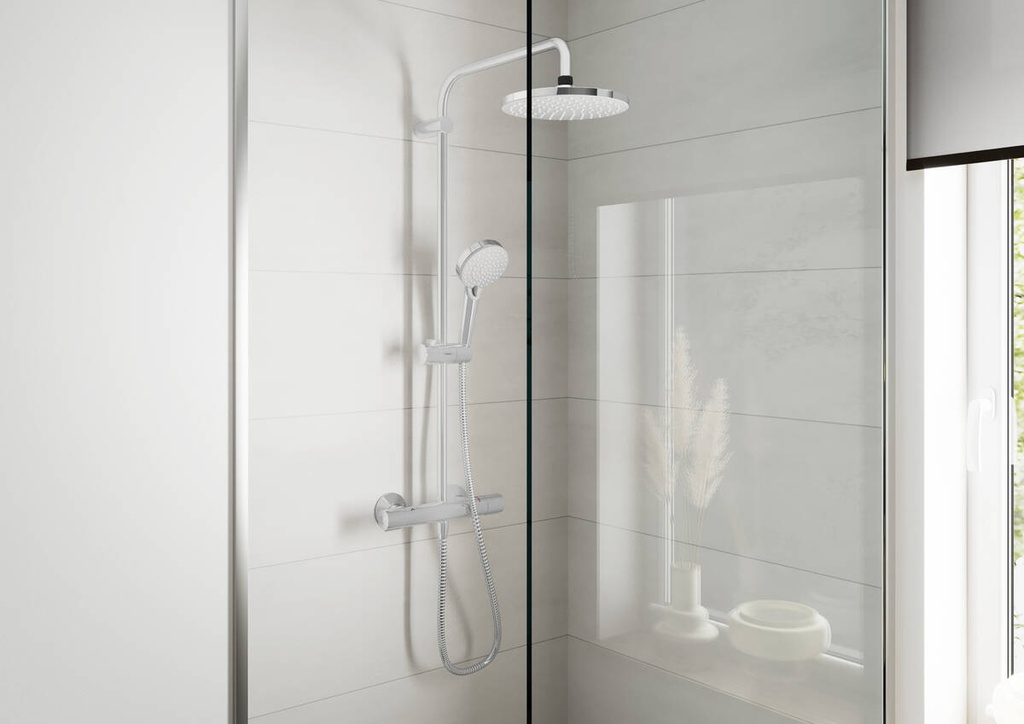 VERNIS SHAPE SHOWER PIPE 230 1 JET ECOSMART WITH BATH THERMOSTAT CHROME