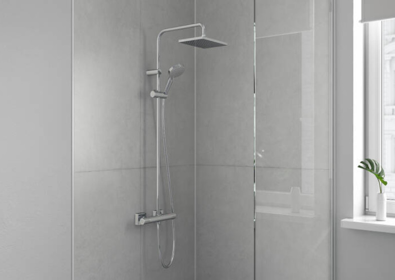 VERNIS SHAPE SHOWER PIPE 230 1 JET WITH THERMOSTAT CHROME