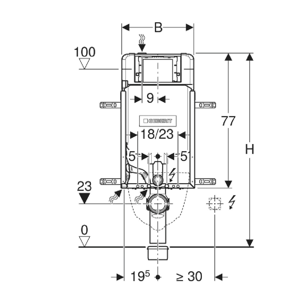 KOMBIFIX ELEMENT FOR WALL HUNG WC, 109 CM WITH SIGMA CONCEALED CISTERN 8 CM