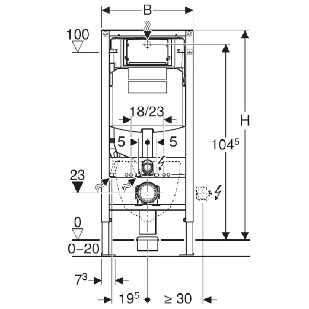 DUOFIX ELEMENT FOR WALL HUNG WC, 112 CM, WITH SIGMA CONCEALED CISTERN 12CM