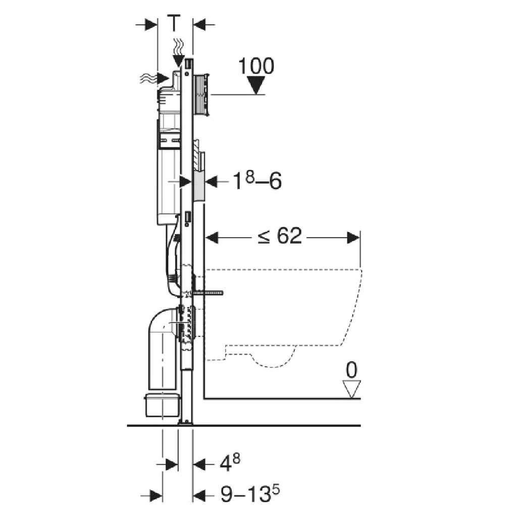 DUOFIX ELEMENT FOR WALL HUNG WC, 112 CM, WITH SIGMA CONCEALED CISTERN 12CM