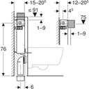 KOMBIFIX ELEMENT FOR WALL HUNG WC, 82CM WITH OMEGA CONCEALED CISTERN 12CM