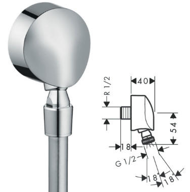 FIXFIT E WALL OUTLET WITH NON-RETURN VALVE AND PIVOT JOINT