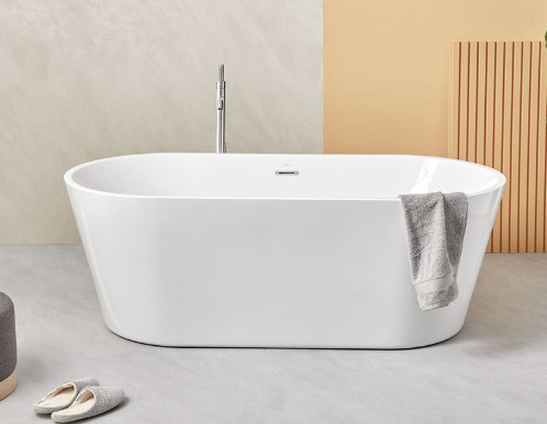TORINO SEAMLESS 150X75 FREE STANDING BATH TUB WHITE GLOSS