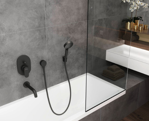 FIXFIT WALL OUTLET S WITH NON RETURN VALVE & SYNTHETIC JOINT BLACK FINISH