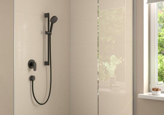 FIXFIT WALL OUTLET S WITH NON RETURN VALVE & SYNTHETIC JOINT BLACK FINISH
