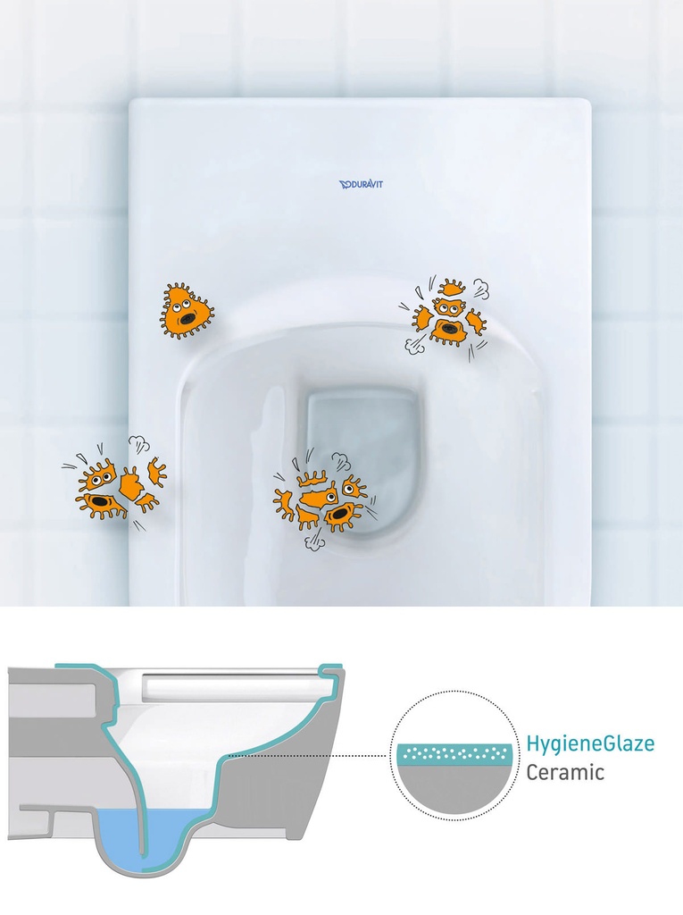 KIT HAPPY D2 TOILET WALL MOUNTED - RIMLESS 36.5X62 DURAFIX INCLUDED (RIMLESS)