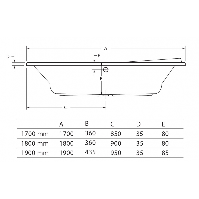 PALMA BATH TUB 180X80 - WHITE
