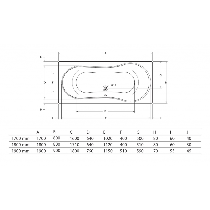 PALMA BATH TUB 180X80 - WHITE