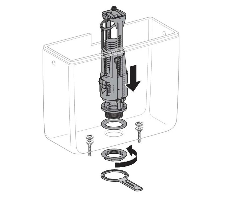 GEBERIT FLUSH VALVE TYPE 240, DUAL FLUSH, BRIGHT CHROME PLATED