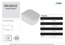 KIT MAGNUS (VEGA SQUARE) WALL HUNG TOILET, WITHOUT DOUCHE WHITE GLOSS