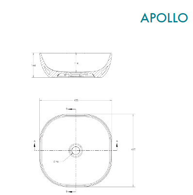 APPOLO/PALERMO ABOVE COUNTER BASIN 42X42CM WHITE GLOSS