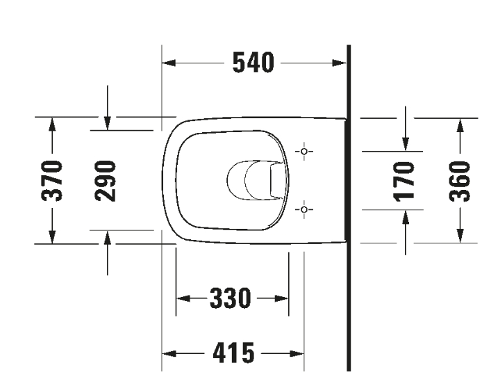 DURASTYLE TOILET WALL MOUNTED RIMLESS 37X54 DURAFIX INCLUDED