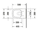 DURASTYLE TOILET WALL MOUNTED RIMLESS 37X54 DURAFIX INCLUDED