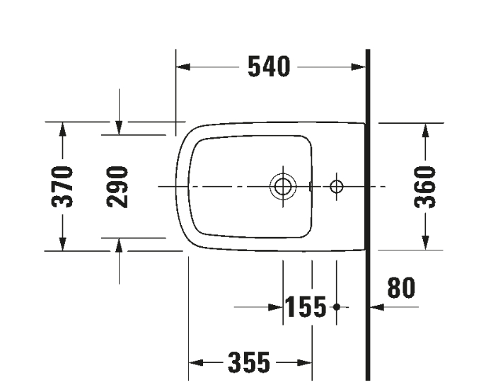 DURASTYLE BIDET WALL MOUNTED 37X54 DURAFIX INCLUDED