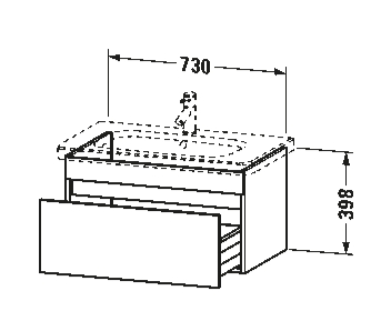 DURASTYLE VANITY UNIT 73X44.8 FOR 232080 WHITE MATT