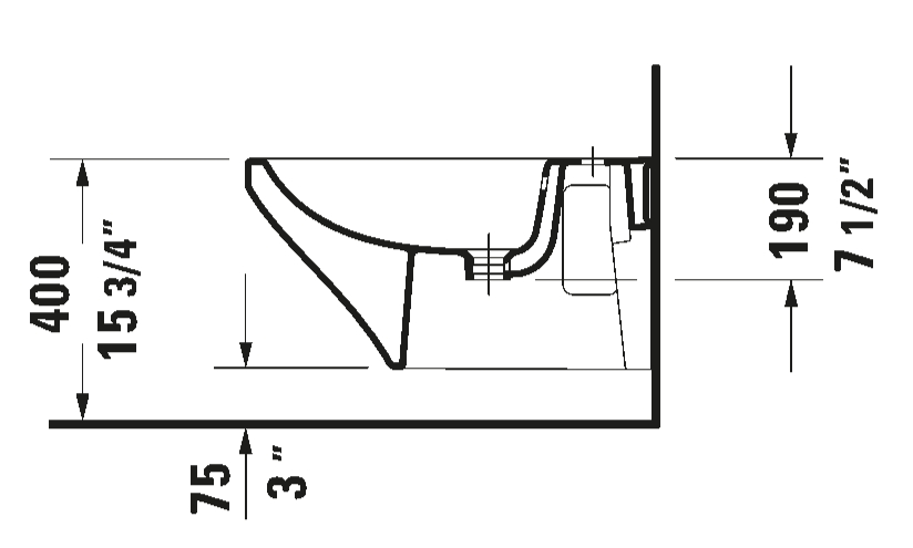 DURASTYLE BIDET WALL MOUNTED 37x62 DURAFIX INCLUDED