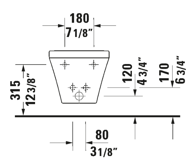 DURASTYLE BIDET WALL MOUNTED 37x62 DURAFIX INCLUDED
