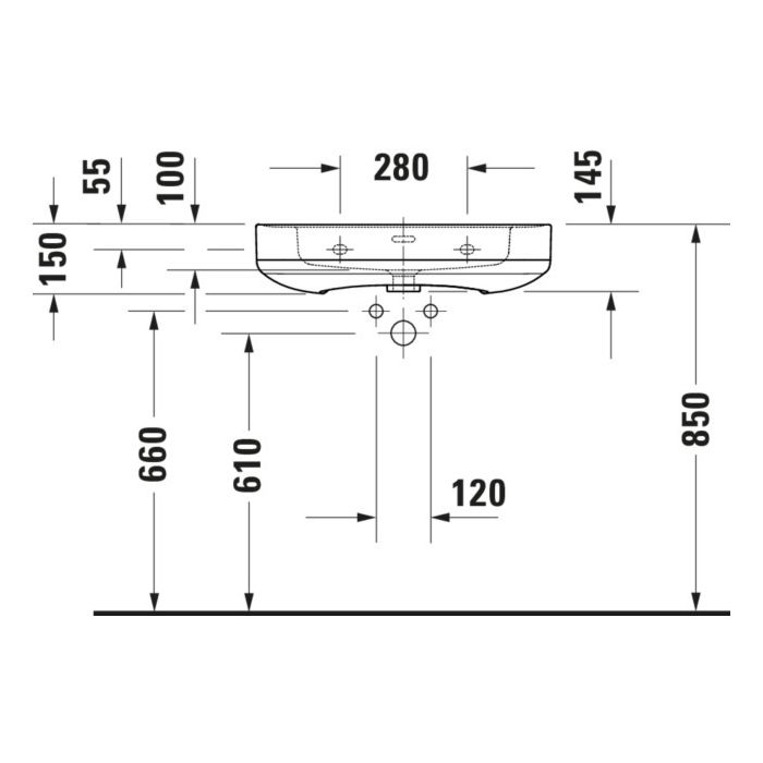 SOLEIL BY STARCK WASH BASIN 65CM 1 TAP HOLE