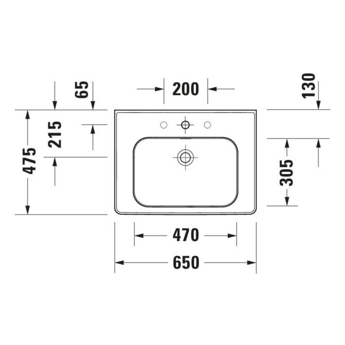SOLEIL BY STARCK WASH BASIN 65CM 1 TAP HOLE