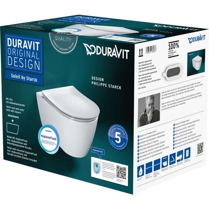 SOLEIL BY STARCK WALL MOUNTED TOILET COMPLETE SET 54CM WITH DURAFIX INCLUDED