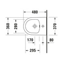 SOLEIL BY STARCK BIDET WALL MOUNTED 370X480MM COMPACT WITH OVERFLOW WITH TAP PLATFORM, DURAFIC INCLUDED