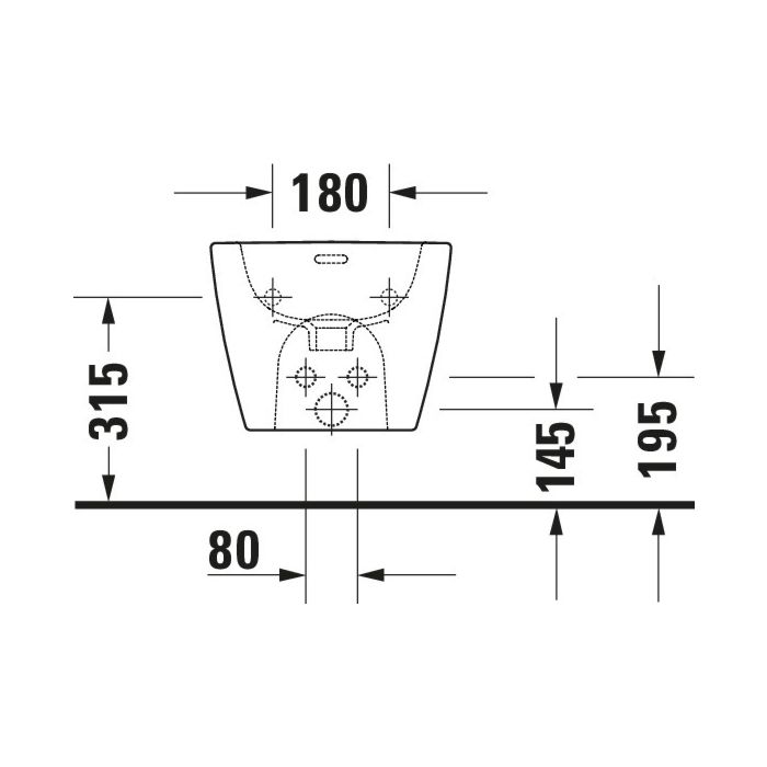 SOLEIL BY STARCK BIDET WALL MOUNTED 370X480MM COMPACT WITH OVERFLOW WITH TAP PLATFORM, DURAFIC INCLUDED