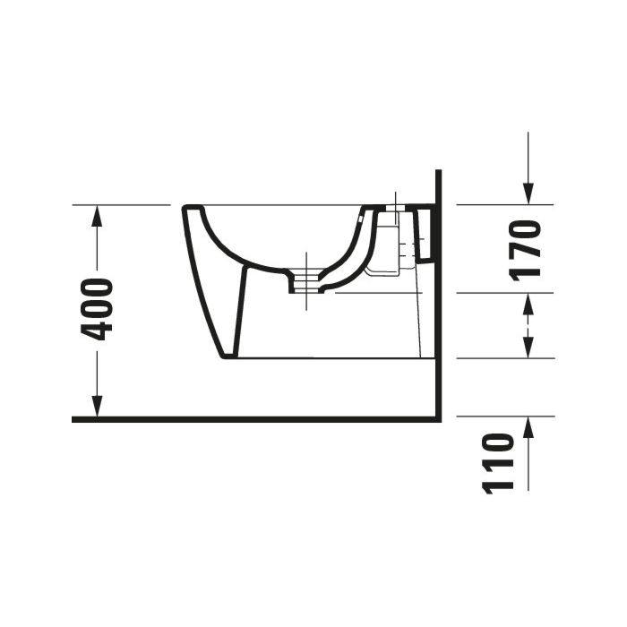 SOLEIL BY STARCK BIDET WALL MOUNTED 370X480MM COMPACT WITH OVERFLOW WITH TAP PLATFORM, DURAFIC INCLUDED