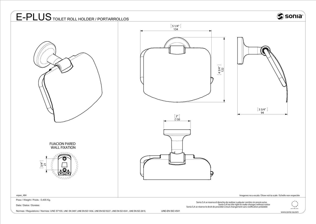 E_PLUS TOILET ROLL HOLDER CHROME