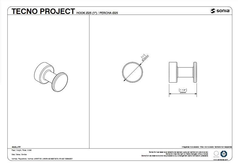 TECNO PROJECT HOOK 25MM CHROME