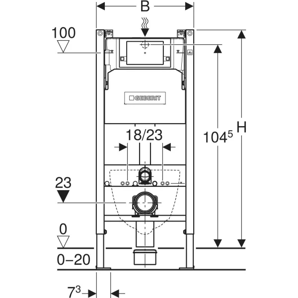 DUOFIX ELEMENT FOR WALL HUNG WC, 112 CM WITH ALPHA CONCEALED CISTERN 12 CM