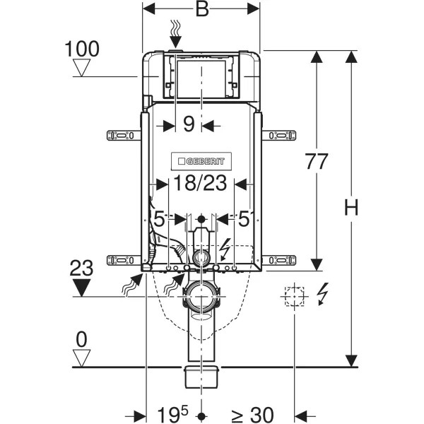 KOMBIFIX ELEMENT FOR WALL HUNG WC, 109 CM WITH SIGMA CONCEALED CISTERN 8 CM