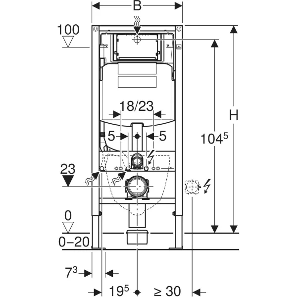 DUOFIX ELEMENT FOR WALL HUNG WC, 112 CM, WITH SIGMA CONCEALED CISTERN 12CM
