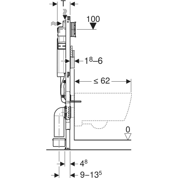 DUOFIX ELEMENT FOR WALL HUNG WC, 112 CM, WITH SIGMA CONCEALED CISTERN 12CM