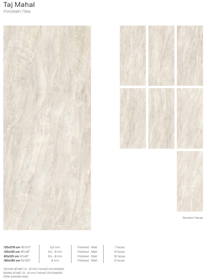 120X278 TAJ MAHAL 6.5MM POLISHED *CV