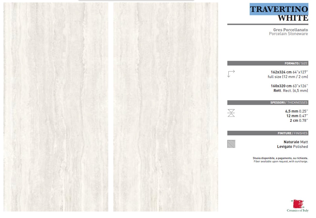 160X320 TRAVER.WHITE A UF NT 12MM MATT