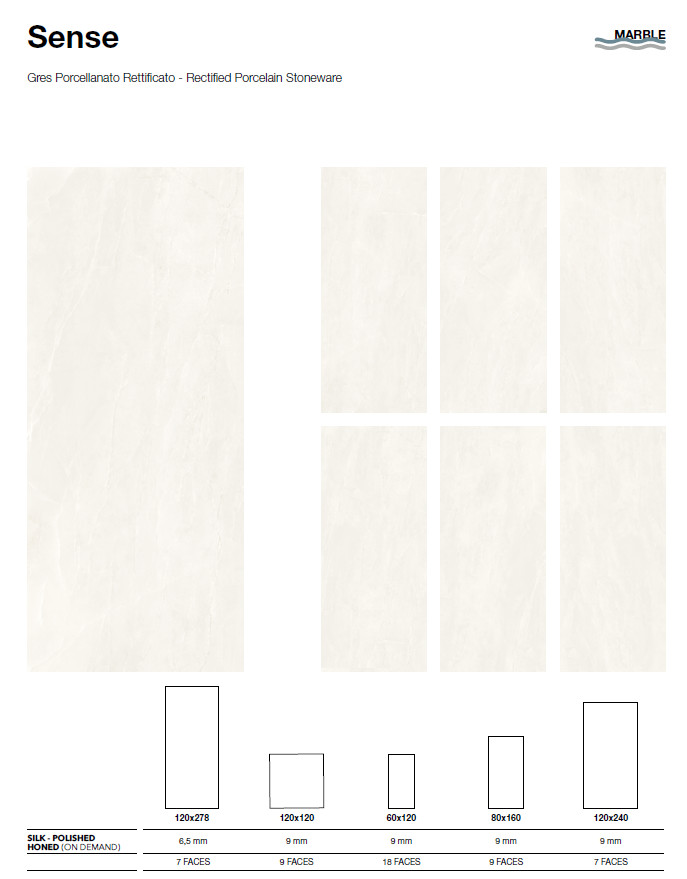 120X278 SENSE 6.5MM POLISHED *CV