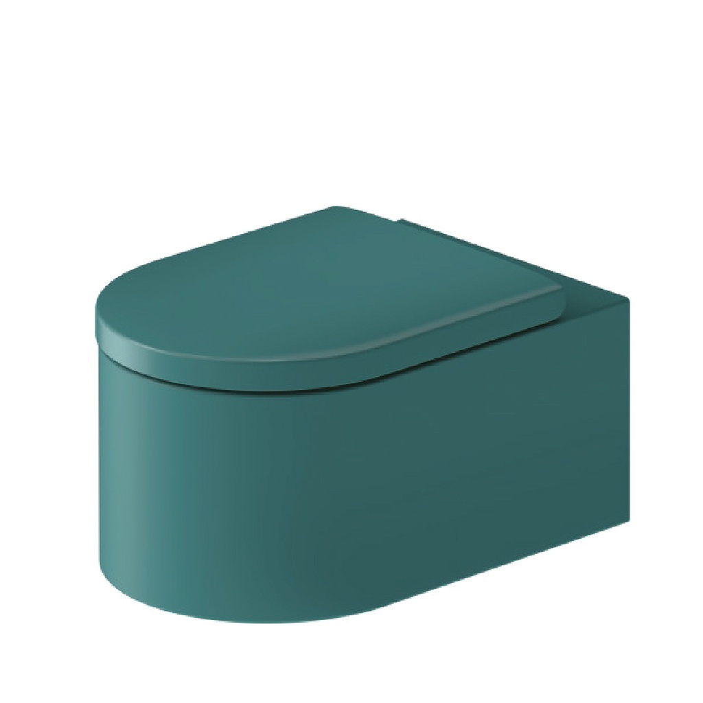 KIT MILLIO WALL MOUNTED TOILET 57 CM GREEN BLUE MATT WITH GROOVES