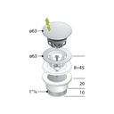 CLICKER WASTE 60MM 1 1/4 WITH ROUND COVER 