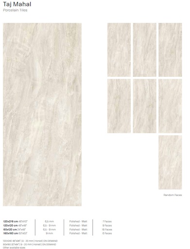 [N27TJ550L] 120X278 TAJ MAHAL 6.5MM POLISHED *CV