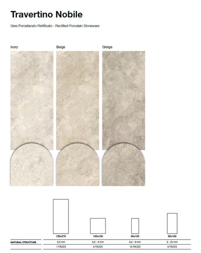 [120TN104S] 120X120 TR.NOBILE IVORY 9MM NATURAL ST