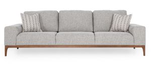 [NDE3SC04] SECRET MIXED BEIGE 3 SEATER SOFA IN WALNUT LEGS
