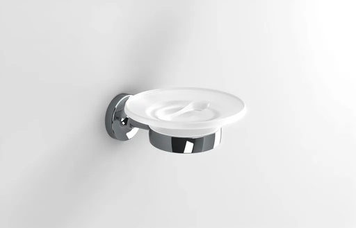 [124558] E_PLUS GLASS SOAP DISH CHROME - ROUND