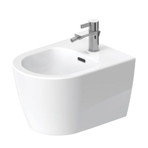 [2298150000] SOLEIL BY STARCK BIDET WALL MOUNTED 370X480MM COMPACT WITH OVERFLOW WITH TAP PLATFORM, DURAFIC INCLUDED